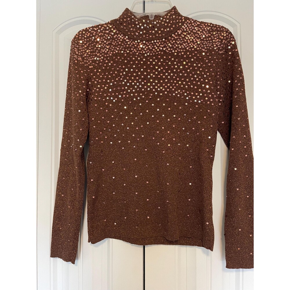 Brown Mercer Street Studio sweater in like new condition. Sequined Size XL - Picture 1 of 4